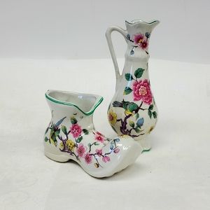 STAFFORDSHIRE Vintage OldFoley James Kent boot and vase